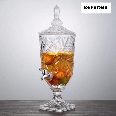 Creative Relief Crystal Juice Bottle With Lid And Faucet Large Capacity Juice Jar