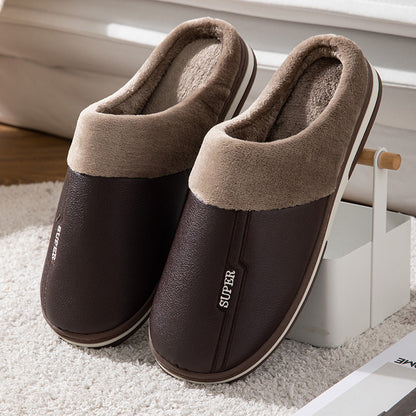 Winter Oversized Cotton Slippers Male PU
