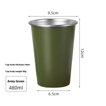 304 Stainless Steel Portable Cool Drinks Cup Single Layer Curling Mug