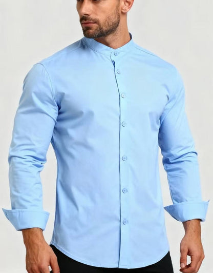 Teenage Men's Stand-up Collar Shirt