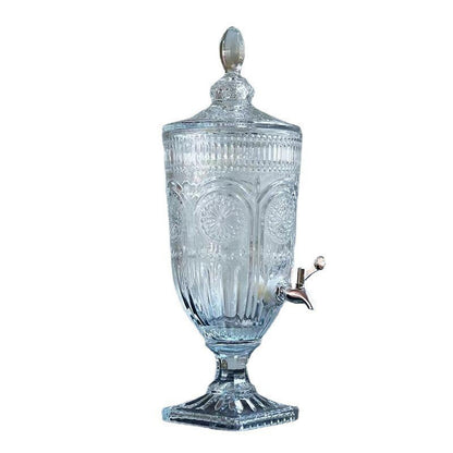 Creative Relief Crystal Juice Bottle With Lid And Faucet Large Capacity Juice Jar