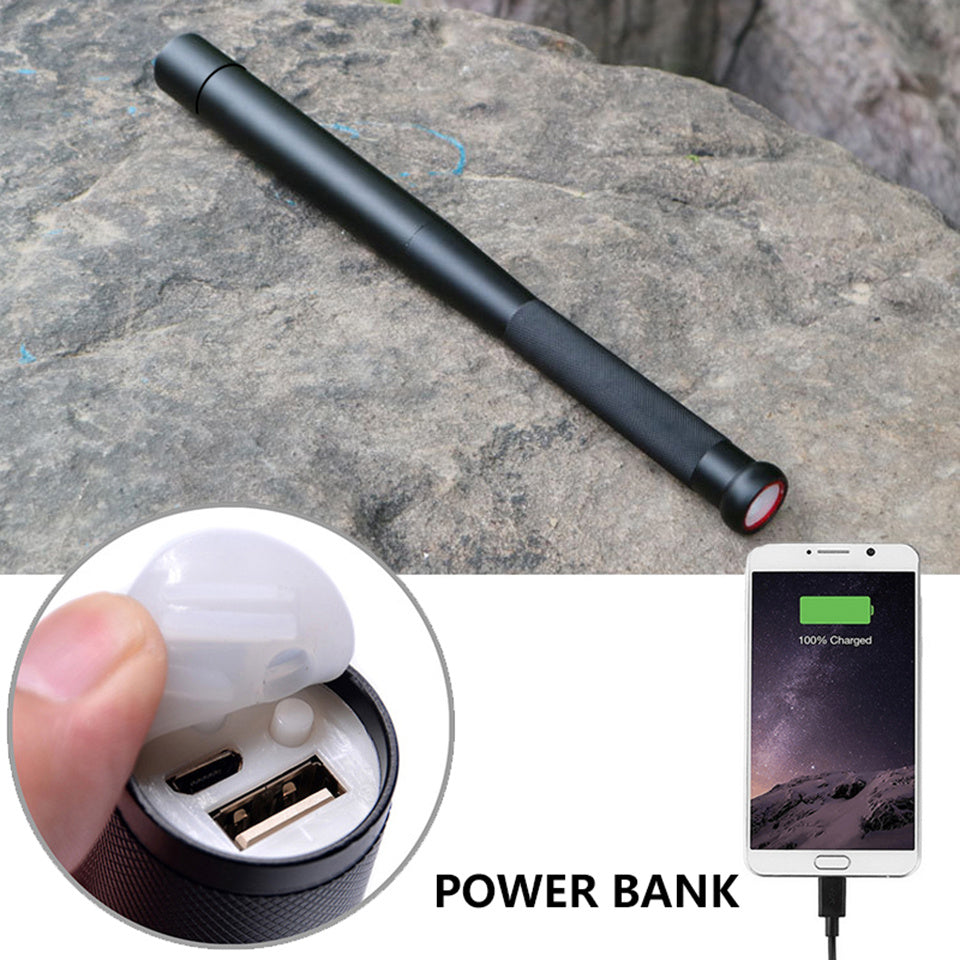 Powerbank Led Bulbs Flashlight Torch Built In 18650 Rechargable Battery