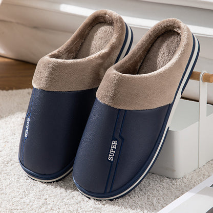 Winter Oversized Cotton Slippers Male PU