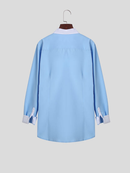 A Stylish Business Shirt For Teenagers And A Long-sleeved Shirt With Contrasting Colors