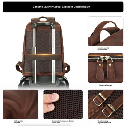 Men's Large Capacity Leather Backpack