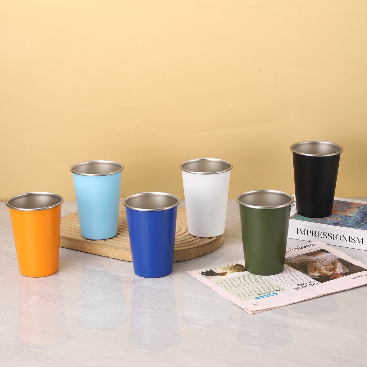 304 Stainless Steel Portable Cool Drinks Cup Single Layer Curling Mug