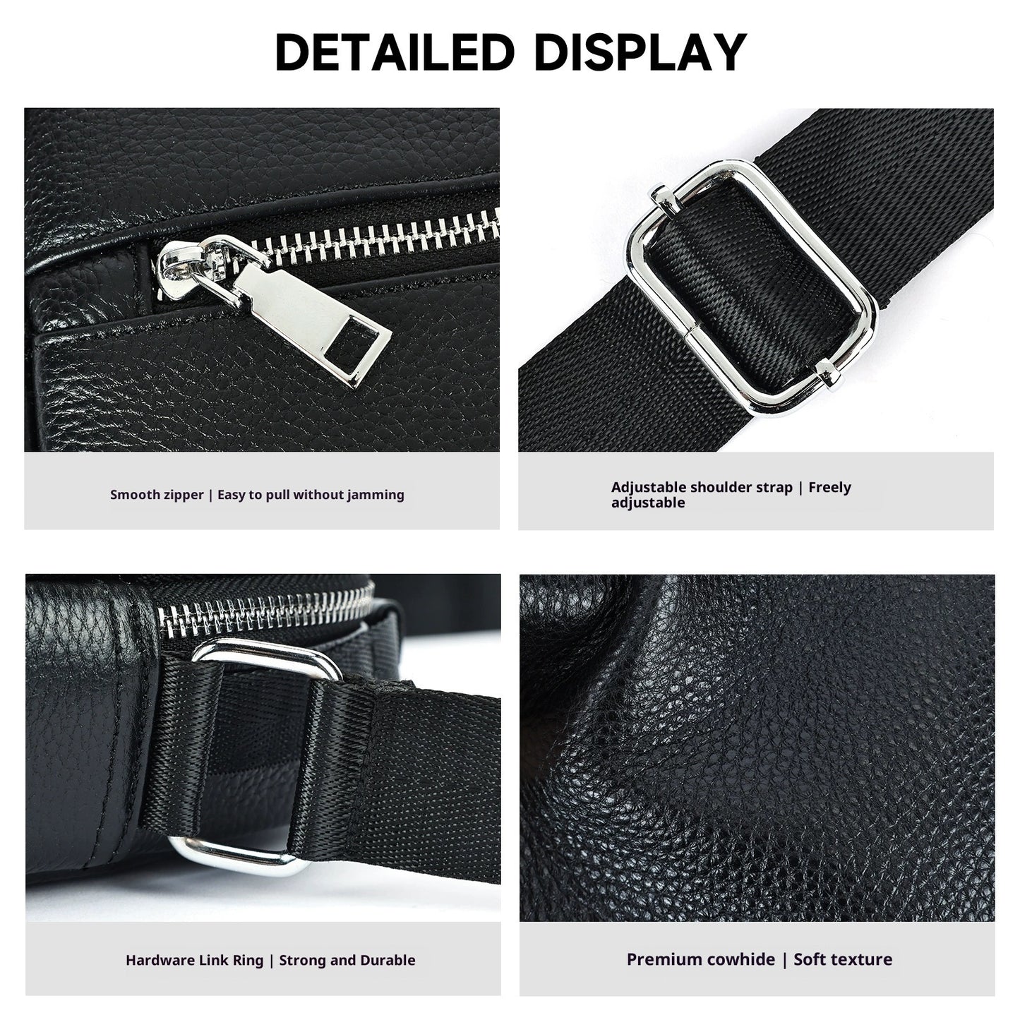 Men's First Layer Cowhide Crossbody Bag