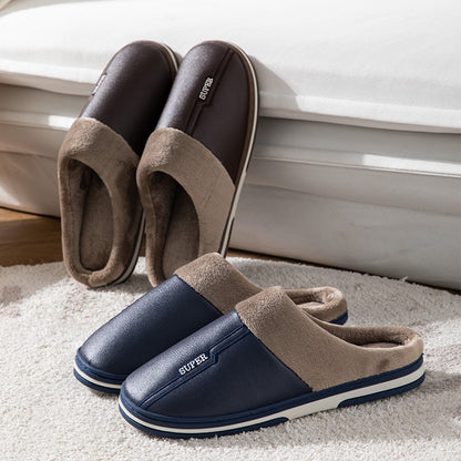 Winter Oversized Cotton Slippers Male PU
