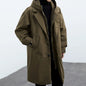 Men's False Two Pieces Hooded Mid-length Trench Coat
